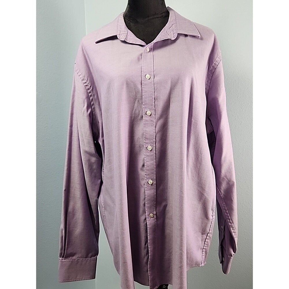 Tommy Hilfiger Mens Athletic Fit Stretch Purple Dress Shirt Size 17.5 34/35